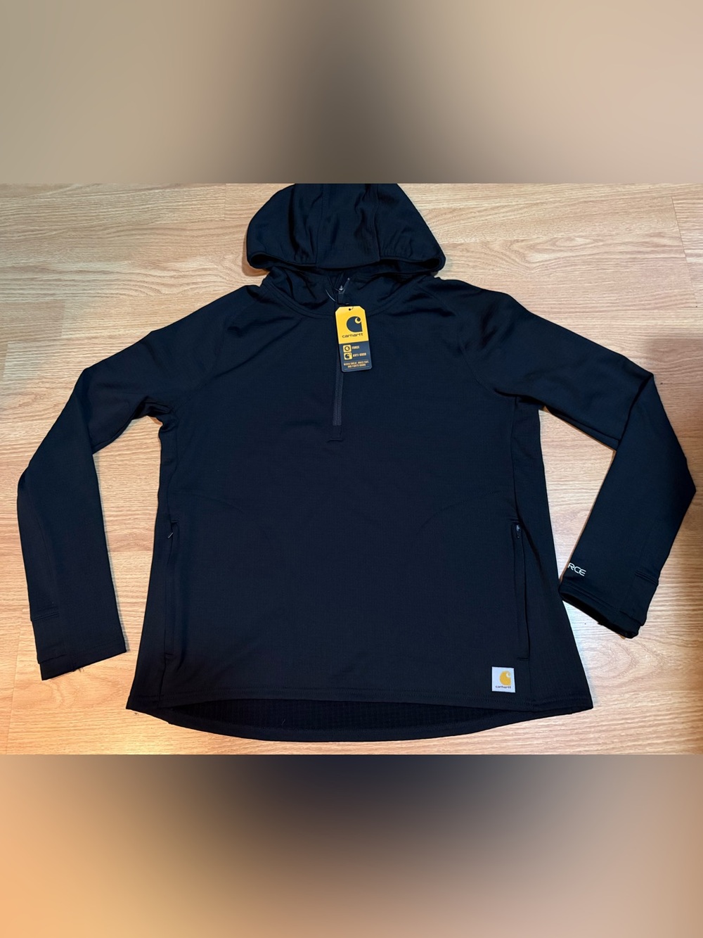 Carhartt Force Relaxed Fit 1/2 Zip Hooded Pullover - Women’s L - Black - NWT